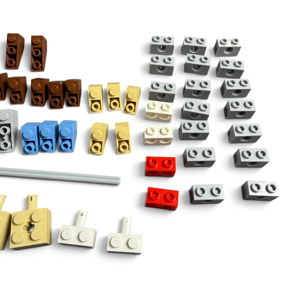 LEGO Mixed Parts Lot Technic Bricks Slopes Axle Brown Tan Gray Blue 30+ Piece